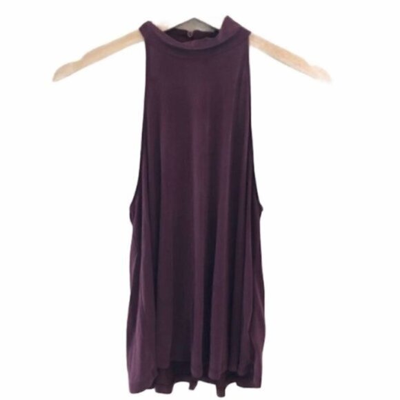 Boutique Victoria & Sophia Dark Wine Red High Neck Halter Tank Top S - Picture 1 of 4